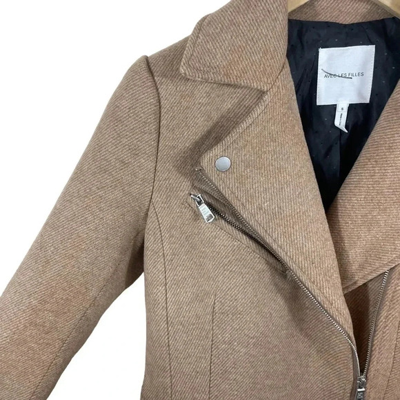 Avec les Filles Moto Twill Wool Blend Coat - Picture 7 of 15